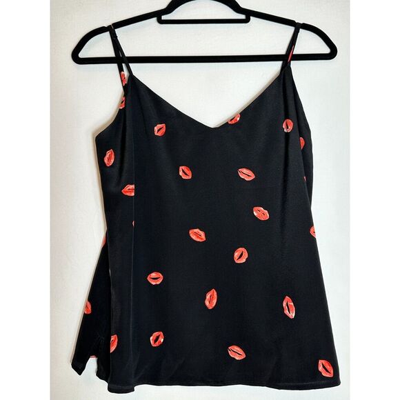 L'AGENCE 100% Silk Jane Lip Print Tank Top Size Small - Picture 3 of 6